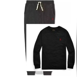 Polo by Ralph Lauren Kids Charcoal gray Jogger Size 18-20 & L/S Tshirt Sz Large